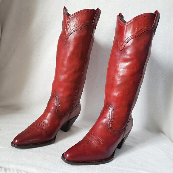 Vintage Shoes - Vintage Red Heeled Boots